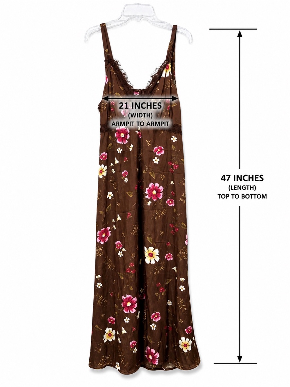 Old Navy Brown Floral Slip Dress with Pink & Cream Flowers - Picture 10 of 10
